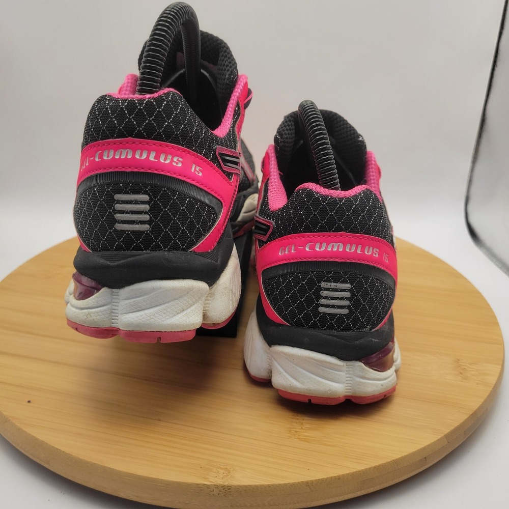ASICS Gel-Cumulus 15 Womens Running Shoes Black Pink Silver T3D5N Size 7.5 - Picture 6 of 8